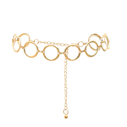 Geometric Round Irregular Metal Body Chain Waist Chain For Women In Golden