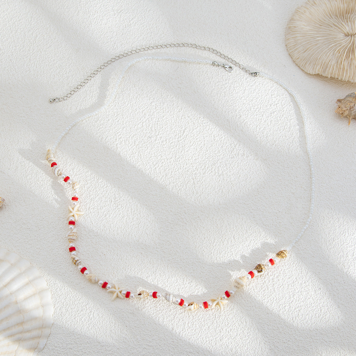 Bohemian Shell Waist Chain For Women Featuring Starfish Design In White