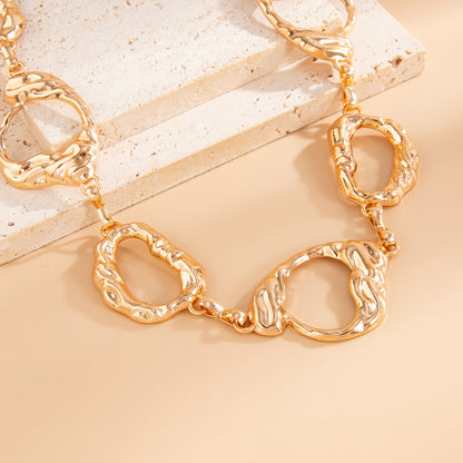 Geometric Round Irregular Metal Body Chain Waist Chain For Women In Golden