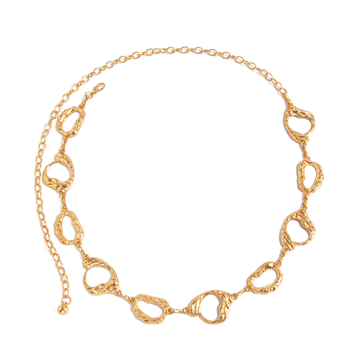 Geometric Round Irregular Metal Body Chain Waist Chain For Women In Golden