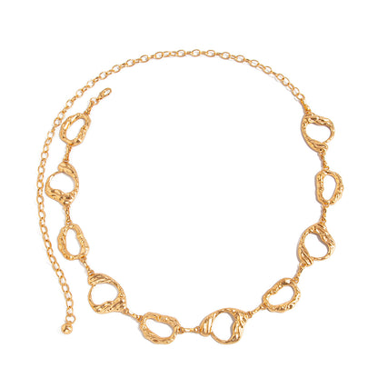 Geometric Round Irregular Metal Body Chain Waist Chain For Women In Golden
