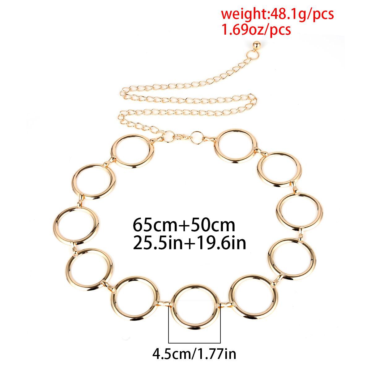 Geometric Round Irregular Metal Body Chain Waist Chain For Women In Golden