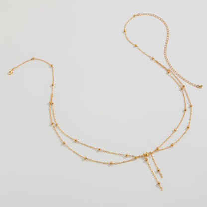 Simple Style Copper Waist Chain For Women In Elegant Golden Tone