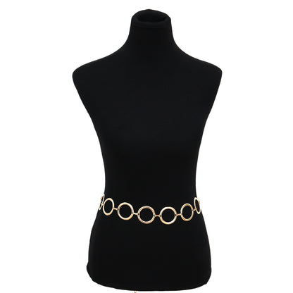 Geometric Round Irregular Metal Body Chain Waist Chain For Women In Golden