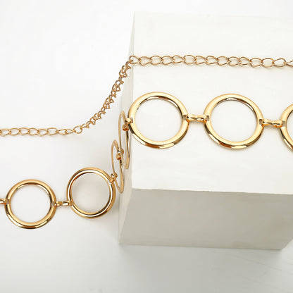 Geometric Round Irregular Metal Body Chain Waist Chain For Women In Golden