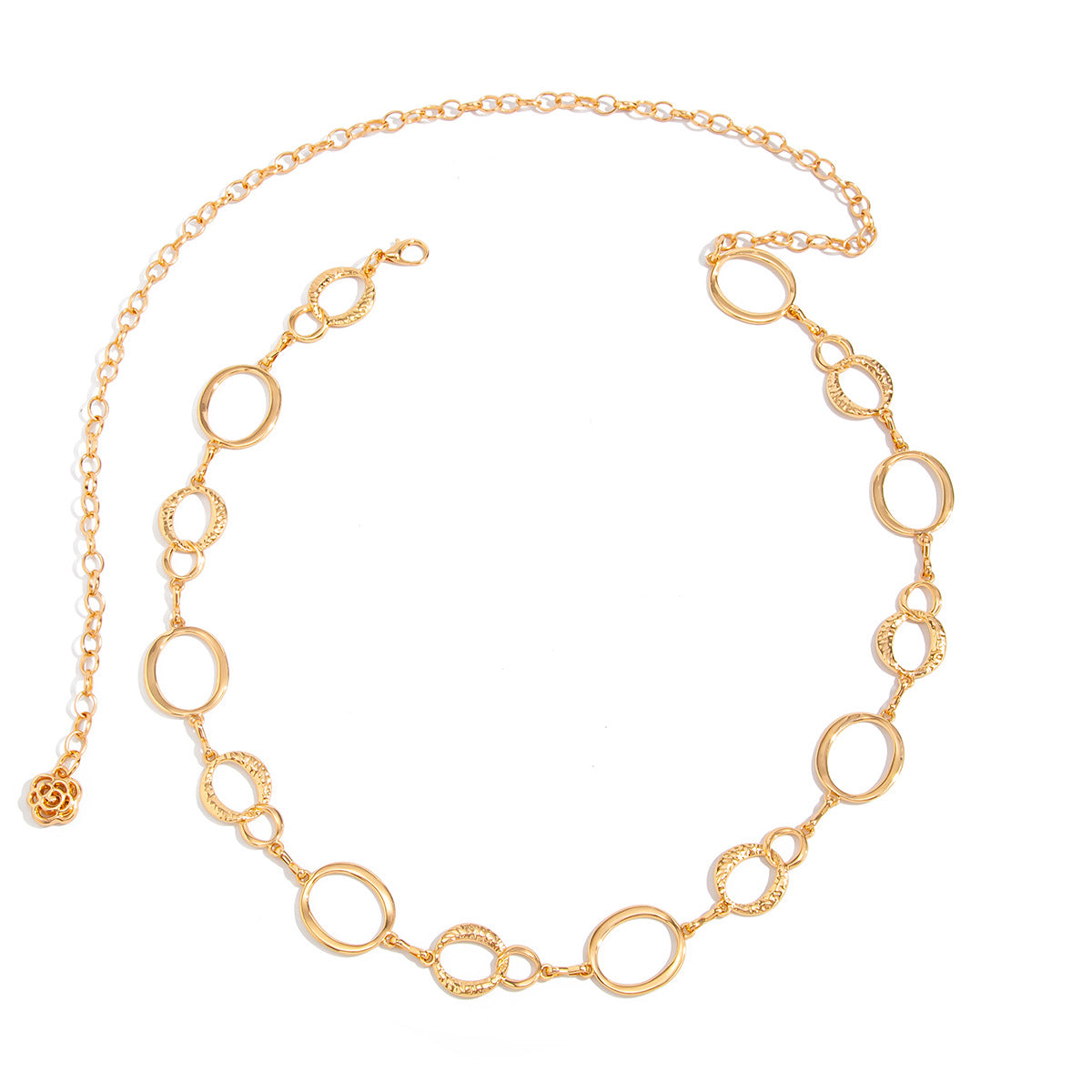 Simple Style Metal Waist Chain With Splicing Pattern In Elegant Golden Color