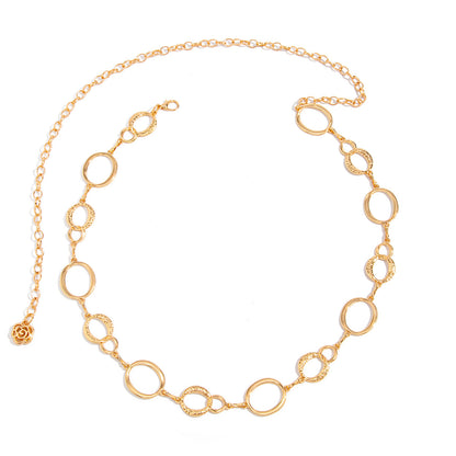 Simple Style Metal Waist Chain With Splicing Pattern In Elegant Golden Color