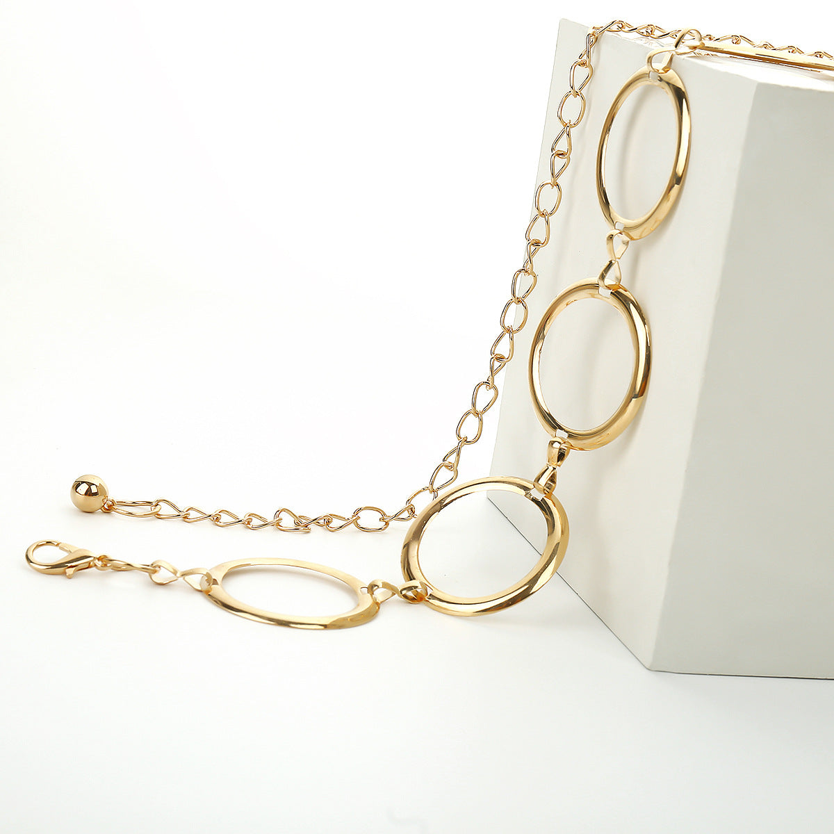 Geometric Round Irregular Metal Body Chain Waist Chain For Women In Golden