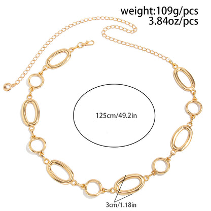 Simple Style Metal Waist Chain With Splicing Pattern In Elegant Golden Color