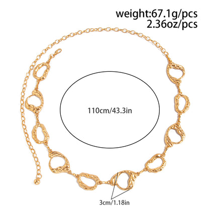 Geometric Round Irregular Metal Body Chain Waist Chain For Women In Golden