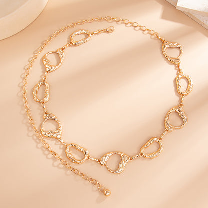 Geometric Round Irregular Metal Body Chain Waist Chain For Women In Golden