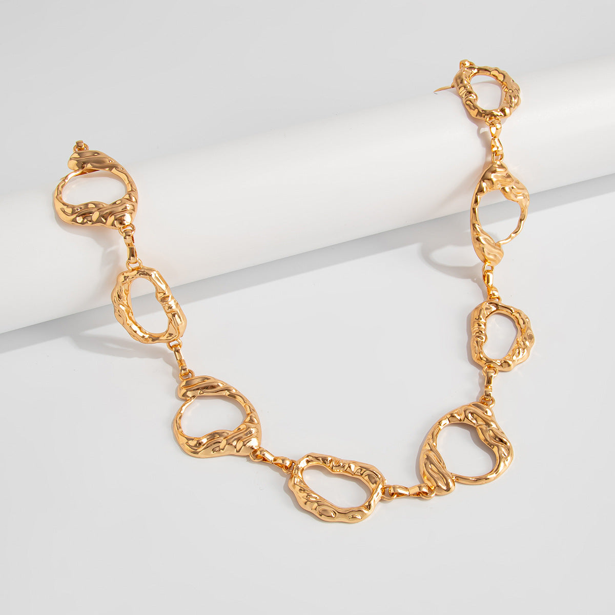 Geometric Round Irregular Metal Body Chain Waist Chain For Women In Golden