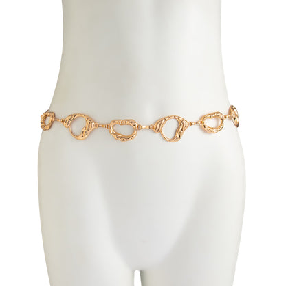 Geometric Round Irregular Metal Body Chain Waist Chain For Women In Golden