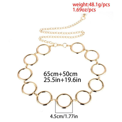 Geometric Round Irregular Metal Body Chain Waist Chain For Women In Golden
