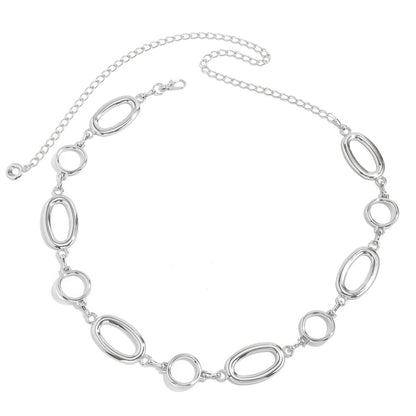 Simple Style Metal Waist Chain With Splicing Pattern In Elegant Golden Color