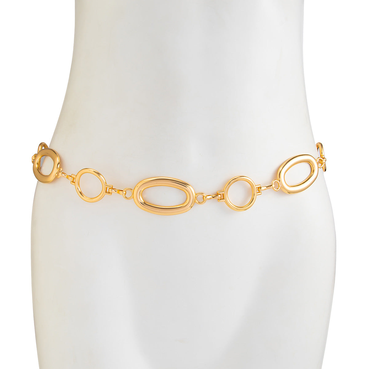 Simple Style Metal Waist Chain With Splicing Pattern In Elegant Golden Color