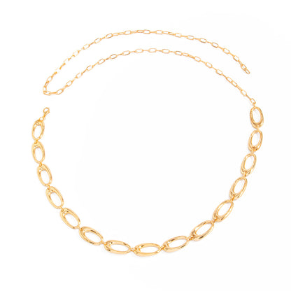 Simple Style Metal Waist Chain With Splicing Pattern In Elegant Golden Color