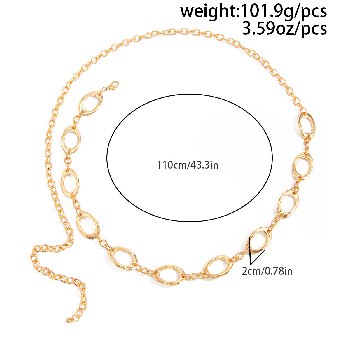 Simple Style Metal Waist Chain With Splicing Pattern In Elegant Golden Color
