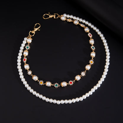 Hip-Hop Metal Waist Chain Featuring Flower And Cross Patterns In Golden Color