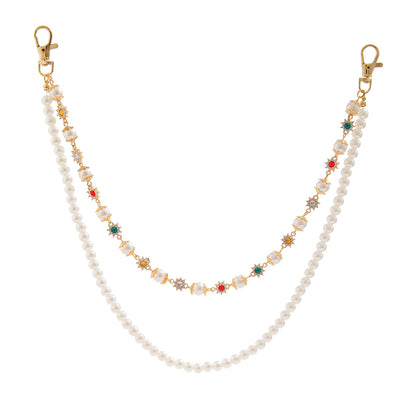 Hip-Hop Metal Waist Chain Featuring Flower And Cross Patterns In Golden Color