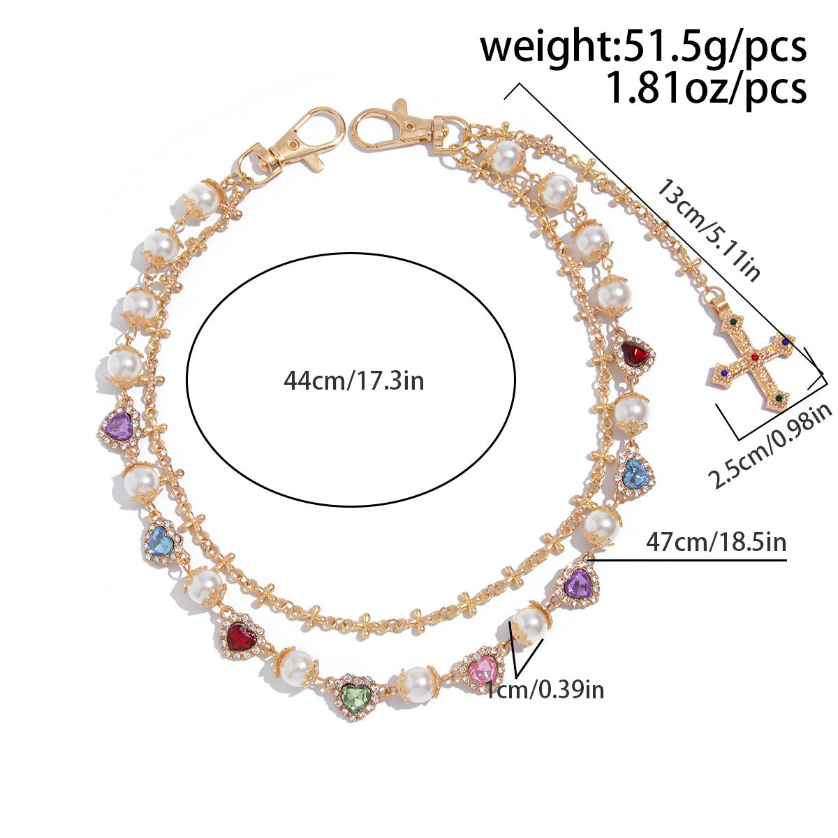 Hip-Hop Metal Waist Chain Featuring Flower And Cross Patterns In Golden Color