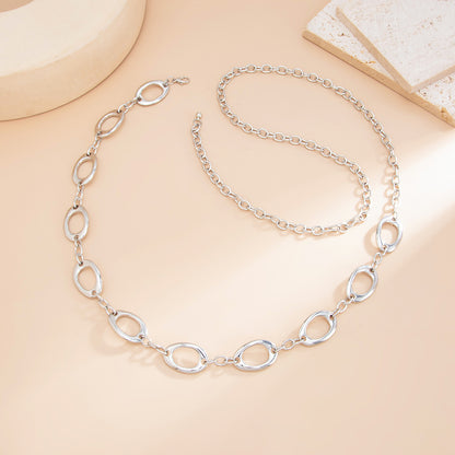 Simple Style Metal Waist Chain With Splicing Pattern In Elegant Golden Color