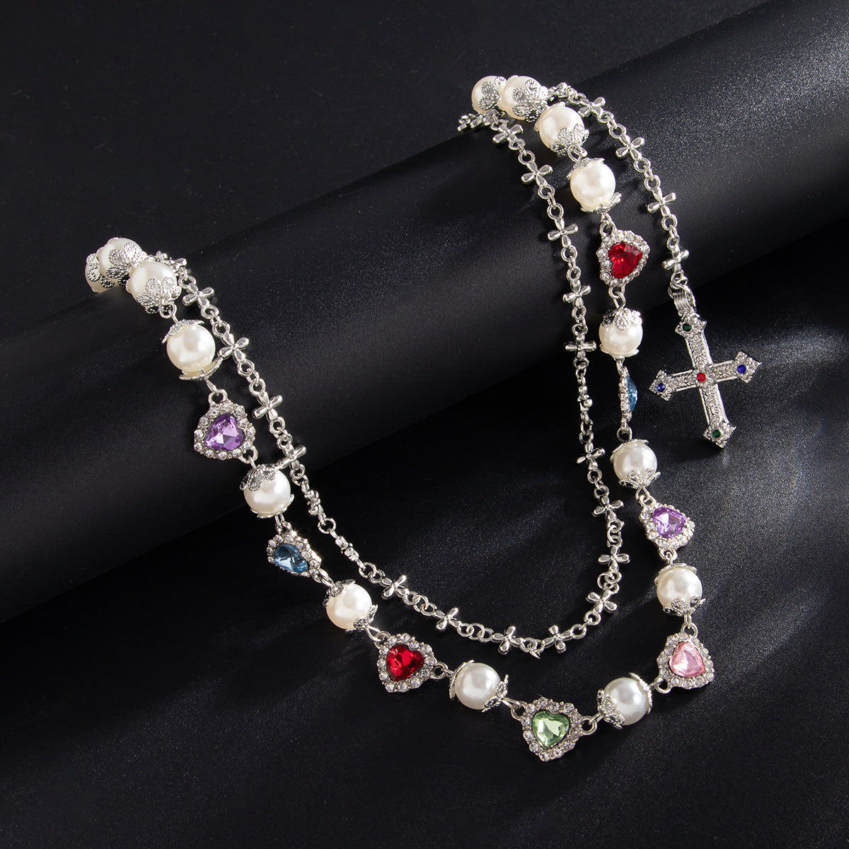 Hip-Hop Metal Waist Chain Featuring Flower And Cross Patterns In Golden Color