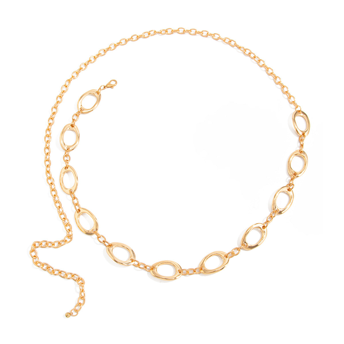 Simple Style Metal Waist Chain With Splicing Pattern In Elegant Golden Color