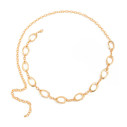 Simple Style Metal Waist Chain With Splicing Pattern In Elegant Golden Color