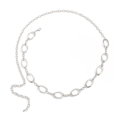 Simple Style Metal Waist Chain With Splicing Pattern In Elegant Golden Color
