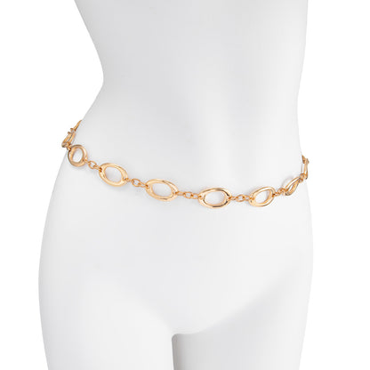 Women’s Metal Waist Chain Featuring Oval Splicing Design In Elegant Golden Color