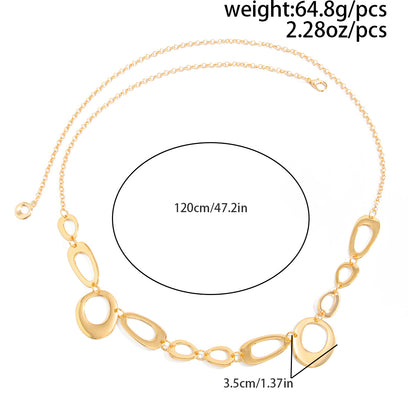 Simple Style Metal Waist Chain With Splicing Pattern In Elegant Golden Color