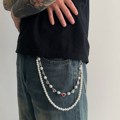 Hip-Hop Metal Waist Chain Featuring Flower And Cross Patterns In Golden Color