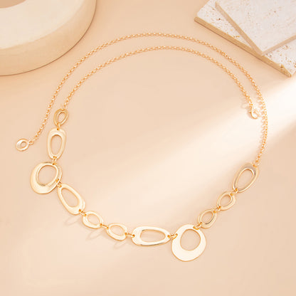 Simple Style Metal Waist Chain With Splicing Pattern In Elegant Golden Color
