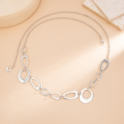Women’s Metal Waist Chain Featuring Oval Splicing Design In Elegant Golden Color