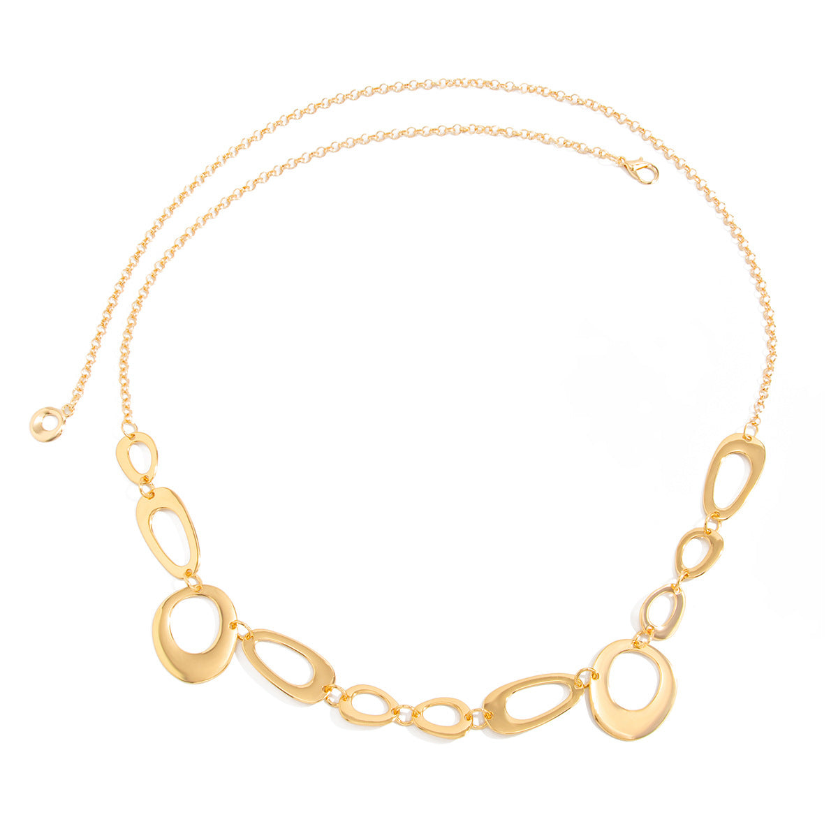 Simple Style Metal Waist Chain With Splicing Pattern In Elegant Golden Color