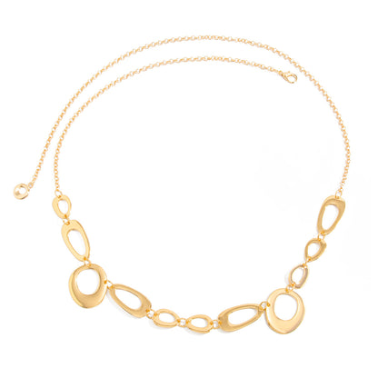 Women’s Metal Waist Chain Featuring Oval Splicing Design In Elegant Golden Color