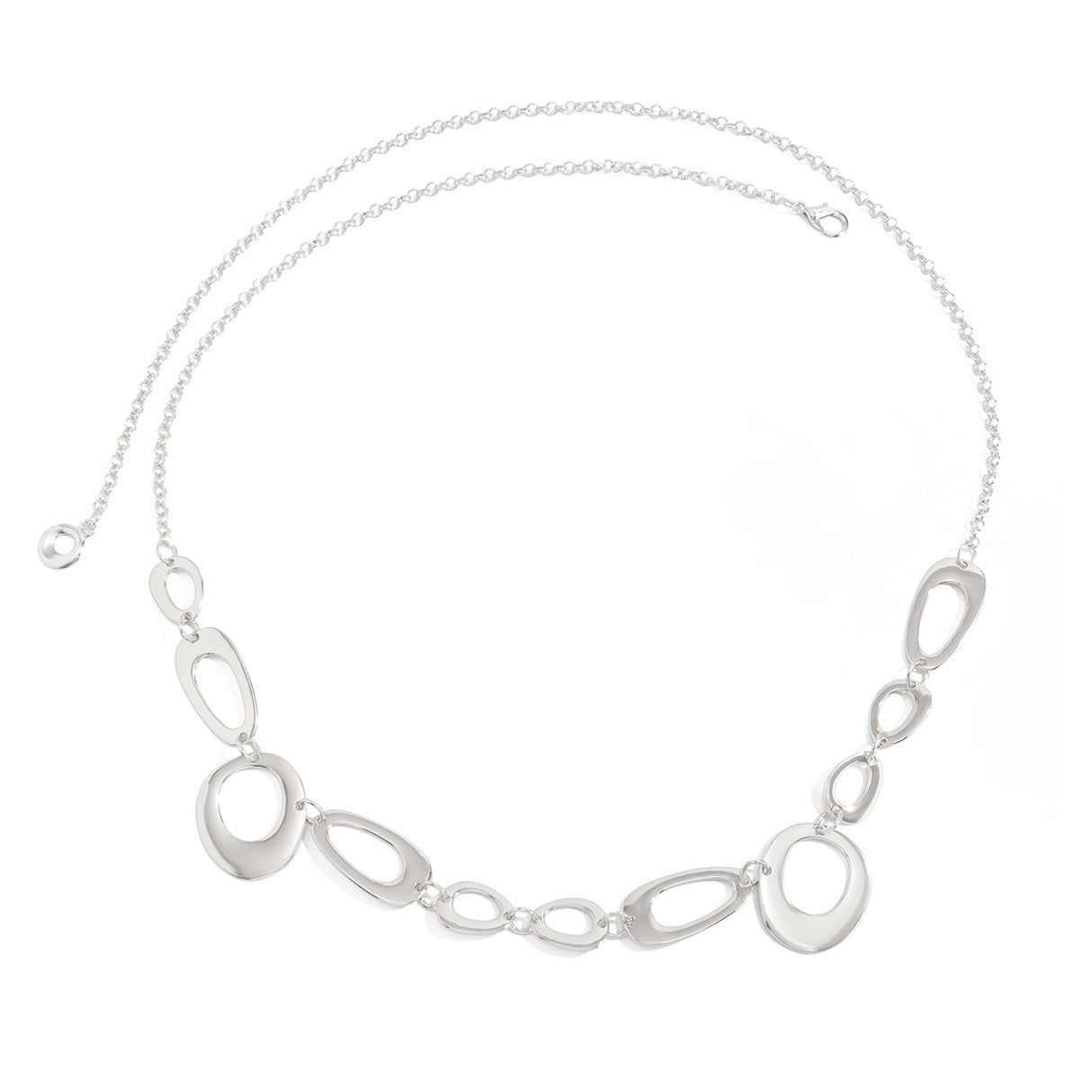 Women’s Metal Waist Chain Featuring Oval Splicing Design In Elegant Golden Color