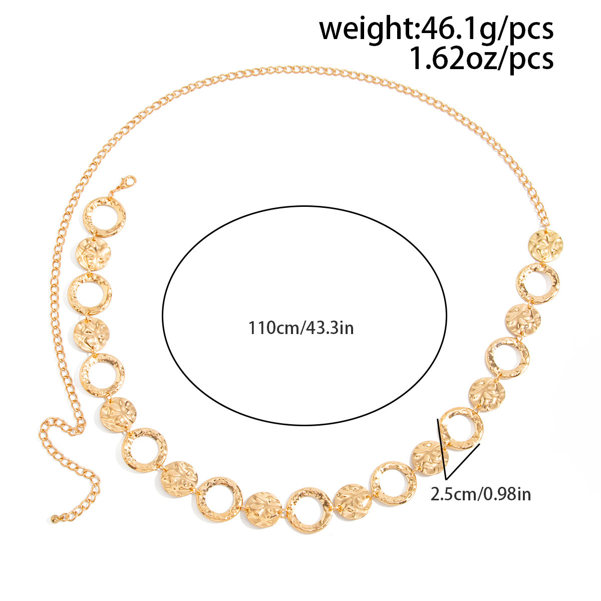 Simple Style Metal Waist Chain With Splicing Pattern In Elegant Golden Color