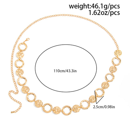 Simple Style Metal Waist Chain With Splicing Pattern In Elegant Golden Color