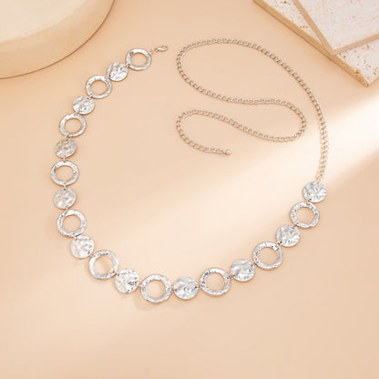 Simple Style Metal Waist Chain With Splicing Pattern In Elegant Golden Color