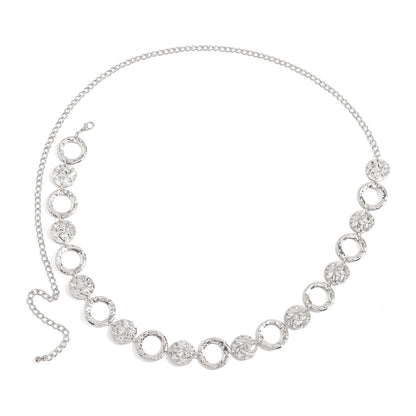 Simple Style Metal Waist Chain With Splicing Pattern In Elegant Golden Color