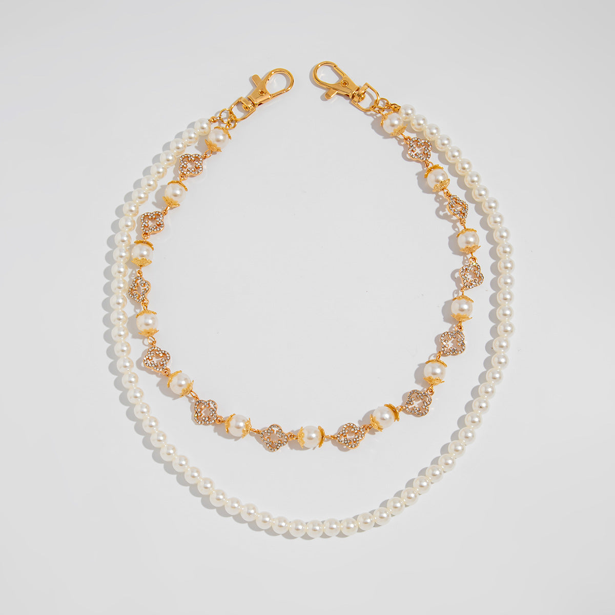 Hip-Hop Metal Waist Chain Featuring Flower And Cross Patterns In Golden Color