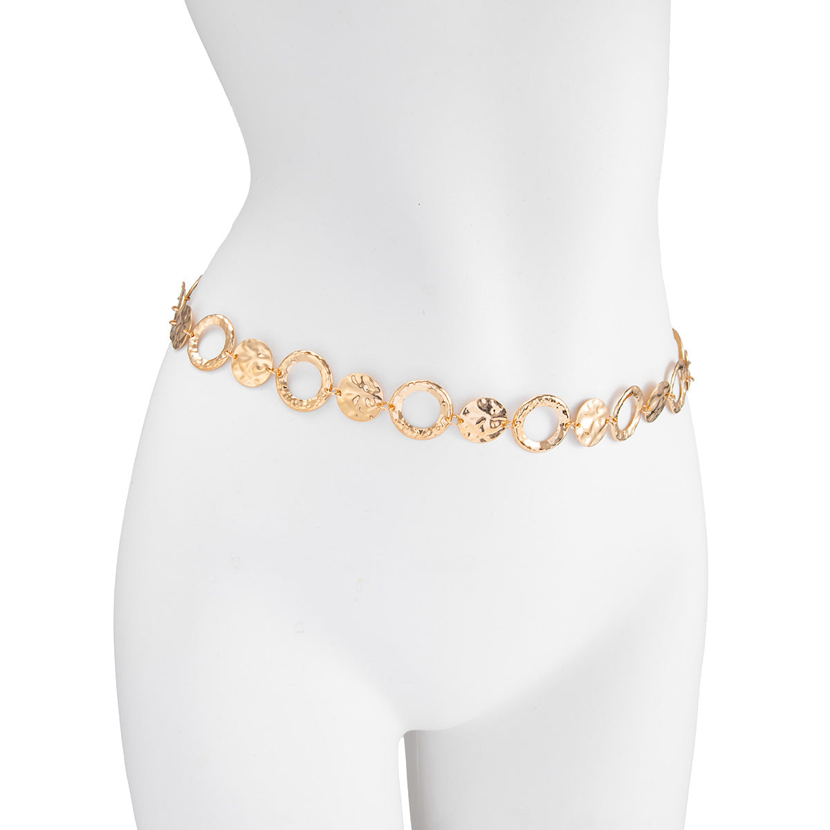 Simple Style Metal Waist Chain With Splicing Pattern In Elegant Golden Color