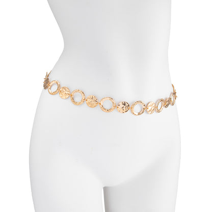 Simple Style Metal Waist Chain With Splicing Pattern In Elegant Golden Color