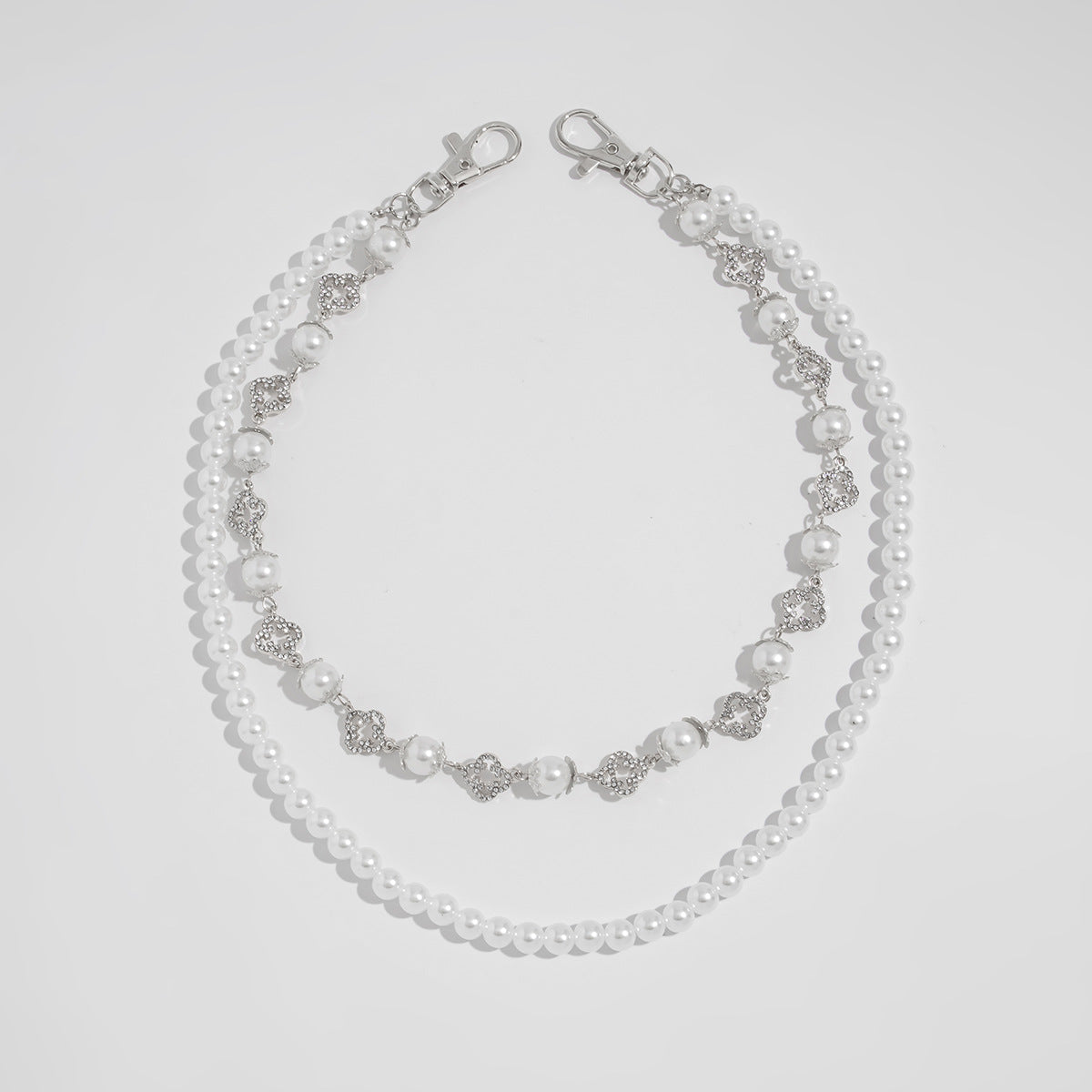 Hip-Hop Metal Waist Chain Featuring Flower And Cross Patterns In Golden Color
