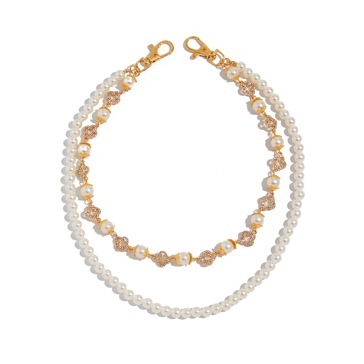 Hip-Hop Metal Waist Chain Featuring Flower And Cross Patterns In Golden Color