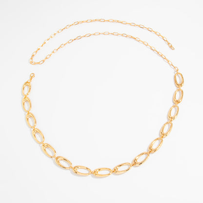 Simple Style Metal Waist Chain With Splicing Pattern In Elegant Golden Color