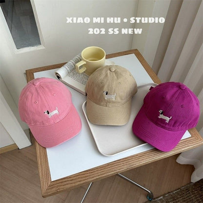 Khaki Embroidery Baseball Cap For Kids, Perfect For Spring And Summer