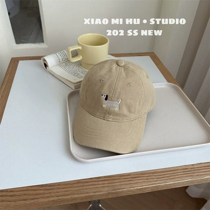 Khaki Embroidery Baseball Cap For Kids, Perfect For Spring And Summer